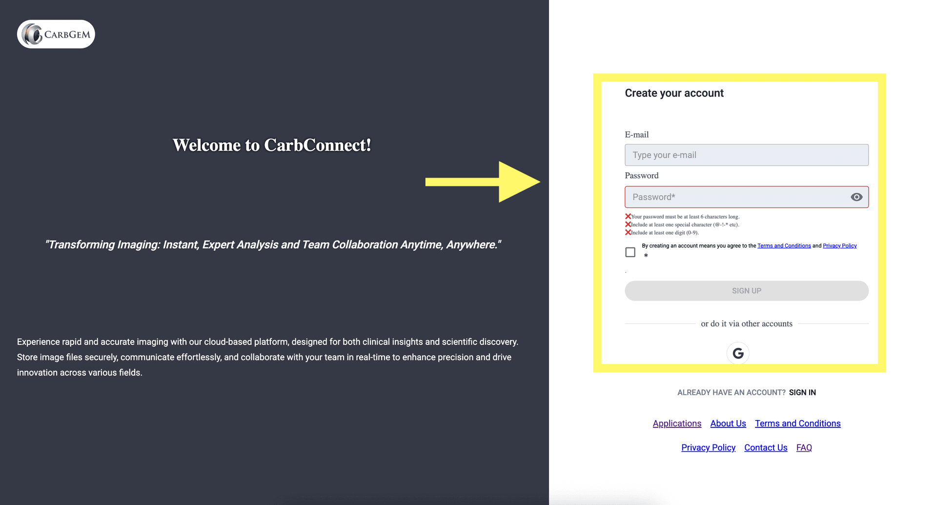Step 2: Si vous n'avez pas de compte, vous pouvez en créer un ici.